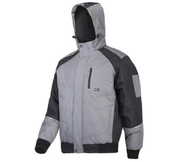 Kurtka zimowa z kapturem ocieplana Lahti Pro szara, rozmiar S