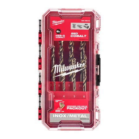 Zestaw wierteł do metalu HSS-Co RED COBALT 3-10 mm 8szt. Milwaukee 4932499256