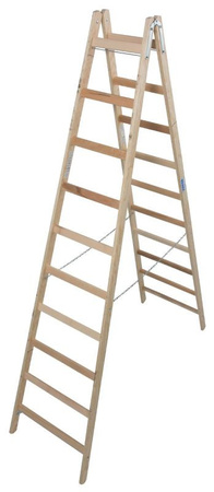 Drabina dwustronna drewniana ze szczeblami KRAUSE Stabilo 4,05m 2x10