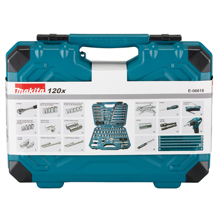 Zestaw 120 szt. narzędzi ręcznych Makita E-06616