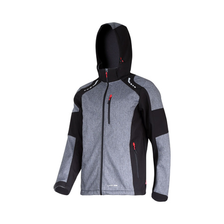 Kurtka SoftShell szaro - czarno - czerwona    S