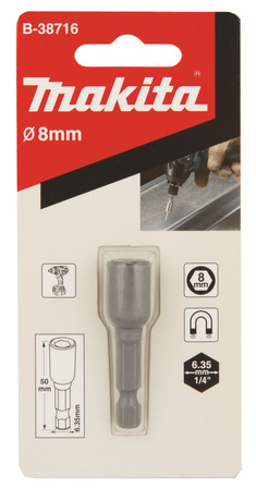 Magnetyczny wkrętak do nakrętek 8 x 50 mm Makita 1/4" B-38716