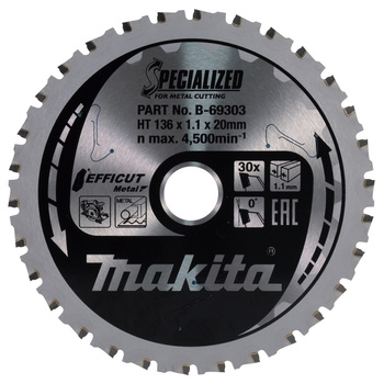 Tarcza do metalu 136x20mm 30Z EFFICUT TCT do pilarek tarczowych Makita B-69303