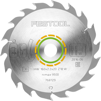 FESTOOL Tarcza pilarska WOOD STANDARD HW 160x2,2x20 W18