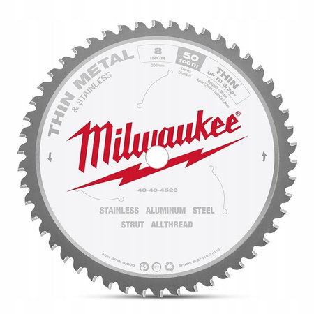 Tarcza do metalu 203x3/32" 50 zębów Milwaukee 48404520