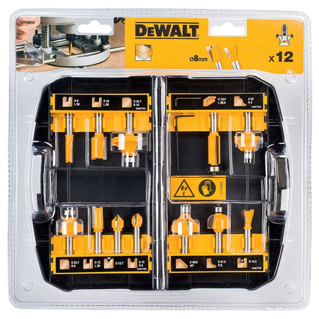 DeWALT Zestaw frezów 12 sztuk na uchwyt 8mm