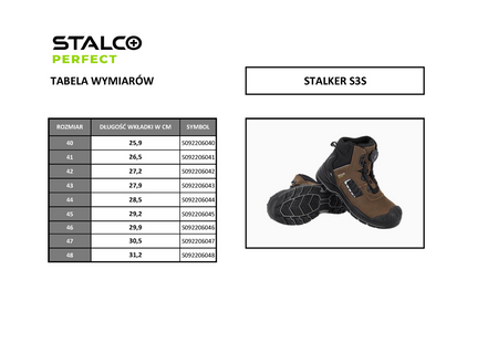 Trzewiki skórzane Stalco Stalker S3S brązowe, rozmiar 46
