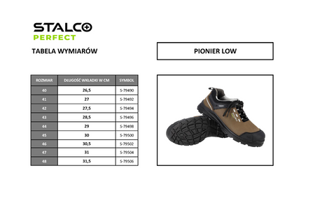 Półbuty skórzane Stalco Pionier Low S3S brązowe, rozmiar 42
