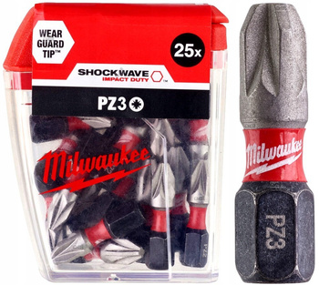 Bity udarowe Milwaukee  Shockwave Impact PZ3 25mm - 25 sztuk