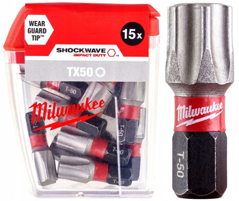 Bit udarowy Shockwave Impact Torx T50 x 25 mm 15 sztuk Milwaukee 4932430892