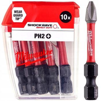 Bity udarowe Milwaukee  Shockwave Impact PH2 50mm -  10 sztuk
