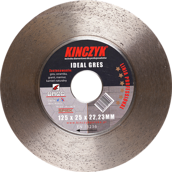 Kinczyk 19-1610 Tarcza diamentowa ciągła gres granit marmur 125x25x22,23