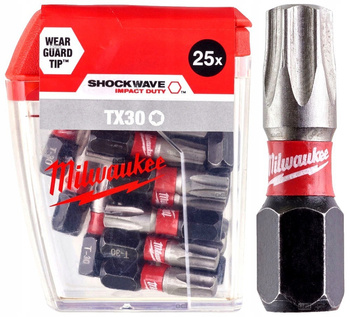 Bity udarowe Milwaukee  Shockwave Impact TX30 25mm - 25 sztuk