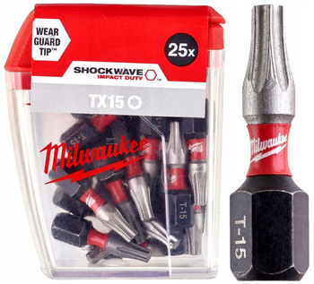 Bity udarowe Milwaukee  Shockwave Impact TX15 25mm - 25 sztuk