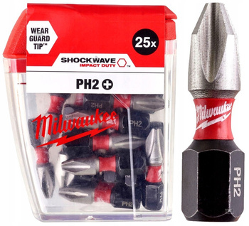 Bity udarowe Milwaukee  Shockwave Impact PH2 25mm - 25 sztuk