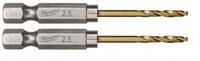 Wiertło do metalu HSS-G TIN 2,0 - 4,0 2 sztuki Milwaukee 2,5 x 62 mm