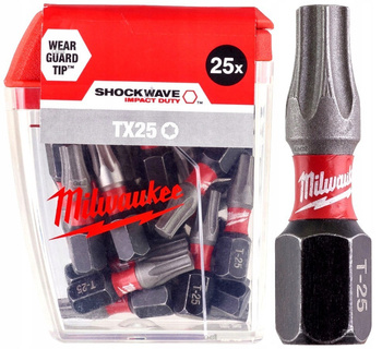 Bity udarowe Milwaukee  Shockwave Impact TX25 25mm - 25 sztuk