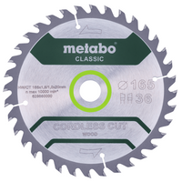 Piła tarczowa do cięcia drewna – classic, 165x20 Z36 WZ 15° /B Metabo (628660000)